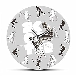 Acryl Wandklok Afdrukken Wandklok Extreme Scooter Home Decor Horloges Tiener Jongen Kamer Muur Kunst Klok Sport Stunts…