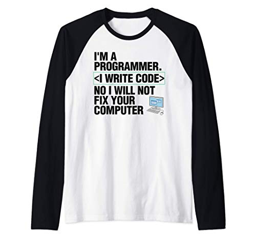 Codeur programmeur informatique j'écris le code cadeau drôle Manche Raglan