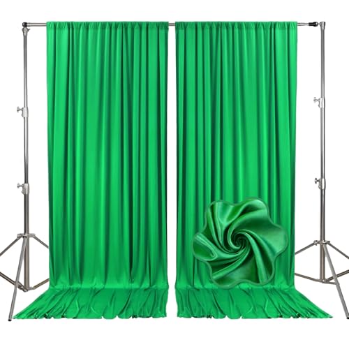 Telones Fondo Verde 10ft x 7ft, 2 Paneles de Satén miniatura 1
