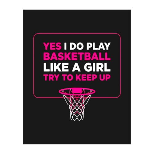 Poster citations basket pour chambre fille | Déco murale motivation sport 40x60cm encadré