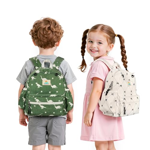 Image of STEAMEDBUN Corduroy Toddler Backpack for Girls 2-4: Kids backpack for Boys Girls - 12 inch Preschool Kindergarten Backpacks - Bow