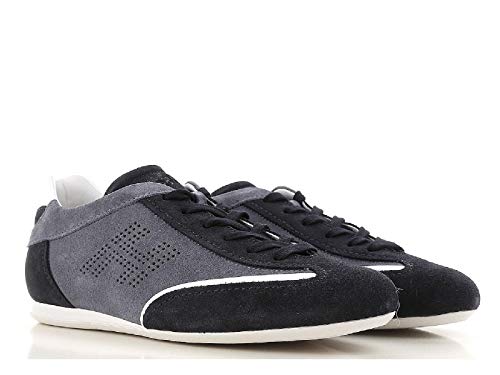 Disegnate e prodotte in Italy Hogan Sneakers Uomo Basse in Pelle Scamosciato Doppio Colore Grigio e Blu - Codice Modello: HXM0520G752I70697U - Taglia: 40 EU