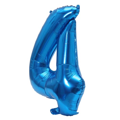 Image of YPSelected 32 Inch Large Foil Helium Number Balloon Birthday Wedding Party 0-9 (Blue, 4)