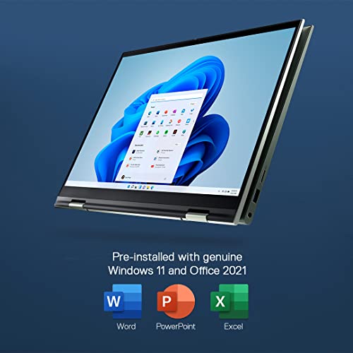 Image of Dell New Inspiron 7415 2in1 Laptop AMD Ryzen 5-5500U 14 inches(35cm) Touch FHD 60Hz, 8GB, 512GB SSD, Windows 11 + MSO'21, Pebble Green Color, FPR + Backlit KB & Active Pen (D560624WIN9P), 1.56Kgs