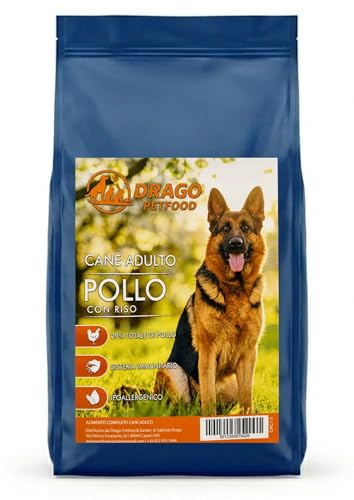 DRAGO PETFOOD - Pienso para perro adulto - Pollo con arroz - Fórmula de alta digeribilidad y sistema inmunológico - Bolsa de 1,5 kg