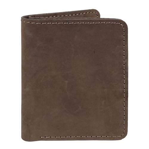 Image of HATA Cowhide Leather Wallet For Men Vertical Wallet Passcase Extra Capacity Easy Access Ladder Card Slots Luxury Handmade Premium Large Capacity Gift For Men (Vertical-Brown-Cowhide)
