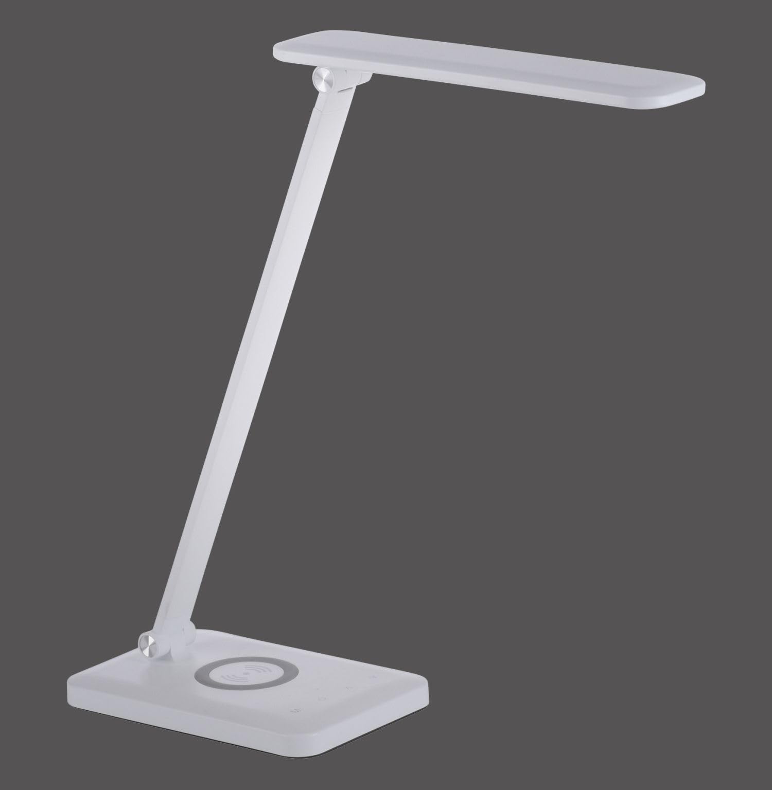 Licht-Erlebnisse LED Tischlampe Metall Weiß Schreibtisch Büro Arbeitszimmer Wohnzimmer H:61,5 cm 2700-5000 K dimmbar Ladefunktion Touch Tischleuchte flexibel KELDIS