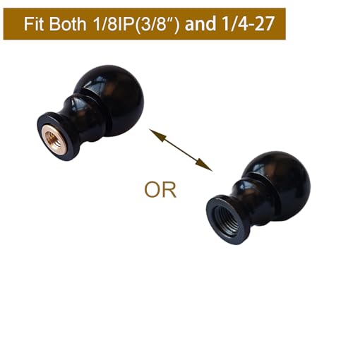 Image of Black Lamp Finials 2 Pack, 1 /4-27 Thread | Rust-resistant, U-shaped, fits 1 /8IP, includes 2 harps + 2 finials + 2 Uno fitters + 2 adapters, for table /floor lamp DIY