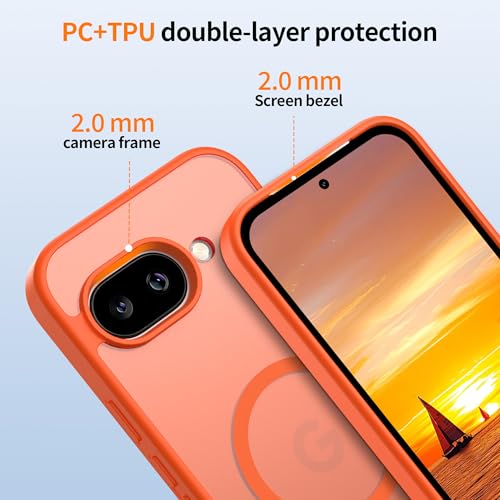 Coque Pixel 9A antichoc orange mate pour un style actif