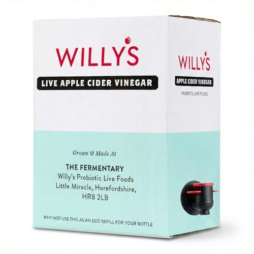 WILLYS Organic Apple Cider Vinegar with Live Mother 2.25L Bag in Box Vegan Raw Unpasteurised & Naturally Fermented ACV for Gut Health Detox & Daily Wellness
