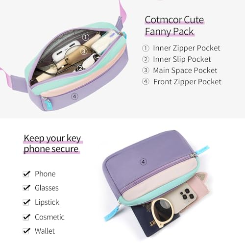 Image of Fanny Pack Birthday Gifts for 7 8 9 10 11 12 13 Year Old Teens Girls Kids, Preppy Cute Trendy Stuff Colorblock Crossbody Bag Adjustable Belt Bags, Dorm Travel Essentials for Girl Fashion