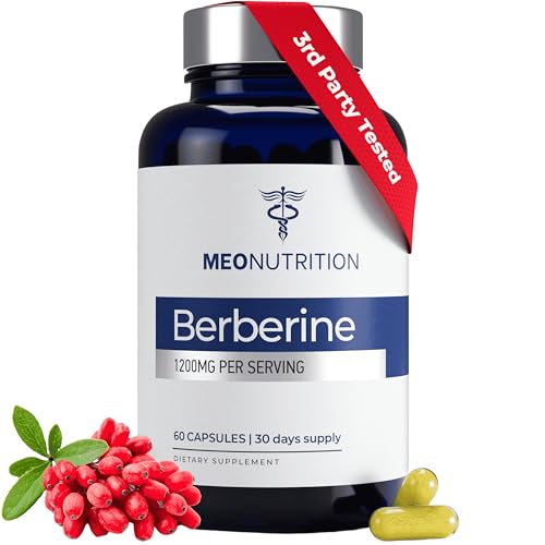 Image of Meo Nutrition Berberine Supplement 1200mg HCI - 60 Capsules, 3rd Party Lab Tested, Non-GMO, GMP Certified - Supports Metabolic Health & Overall Wellness
