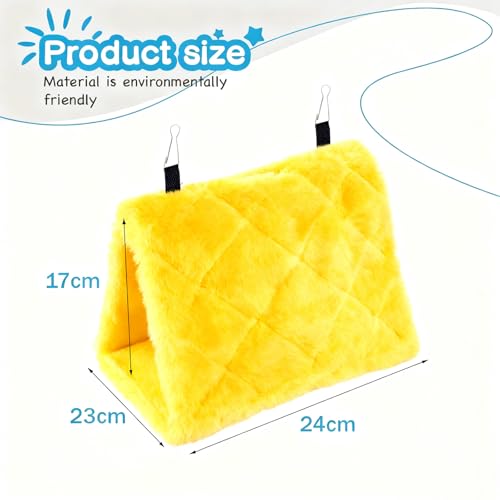 Image of Bird Nest Snuggle Hut Soft Plush Hammock Hanging Cage Tent for Birds Parrot Winter Warm Bed Pet Toy for Hamster Parrot Macaw Budgies Eclectus Parakeet Cockatiels Cockatoo Lovebird (Yellow)