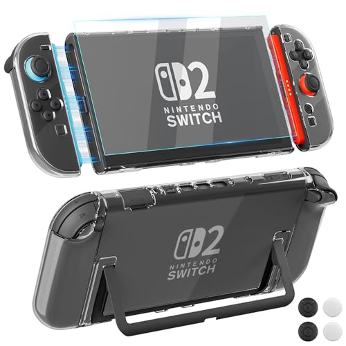 [�ȒP�h�b�L���O�o�[�W����] GLDRAM �N���A�P�[�X Nintendo Switch 2 (2025)�A�h�b�L���O�\�ȃn�[�h�V�F��PC�ی�X�L���J�o�[�A�X�N���[���v���e�N�^�[&�X�C�b�`2�R���\�[��&�X�v���b�g�W���C�R���p4�̃T���O���b�v�t�� - �N