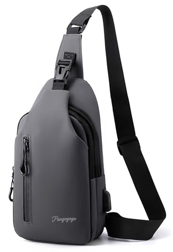 Luminzo Umhängetasche Herren Klein, Leichte & Wasserdichte Sling Bag für Männer, Brustbeutel/Crossbody Bag für Travel, Festival, Alltag, Wandern & Radfahren, Grau