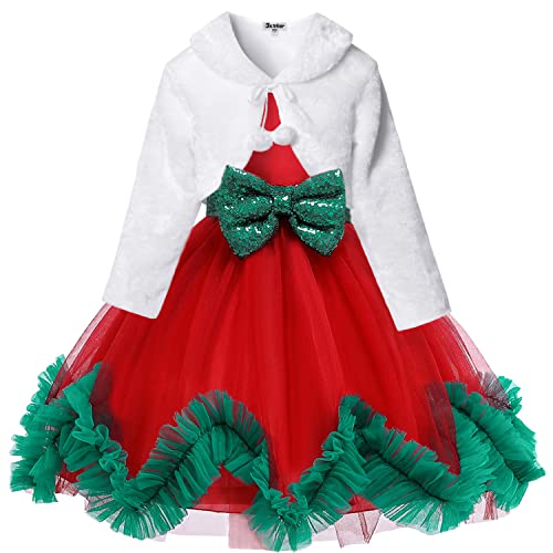 Jxstar Girls Princess Bolero Faux Fur Shrugs Shawl Wrap Weddings Party Church Clothes White #TOP1