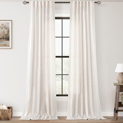 Extra Long 120 inch Curtains Linen Blend for Living Room