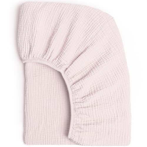 Image of Lulu moon Muslin Crib Sheet Fitted Crib Mattress Sheet for Boys and Girls, 28"x 52" Soft Pink