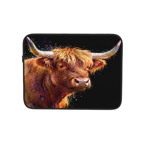 Highland Cow - Funda para ordenador portátil (30,5 cm), color negro