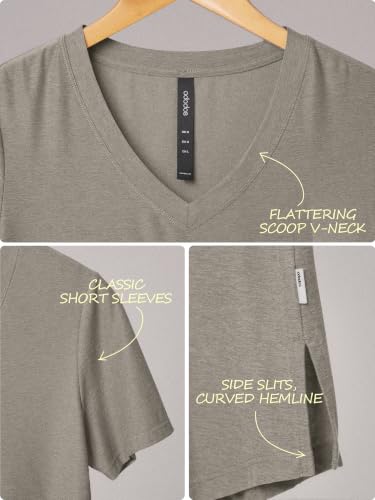Image of ODODOS Women's Short Sleeve Performance V-Neck Tunic Tops, Ultra Soft odSTRATUM Tech Tee, Side Slit Relaxed T-Shirts