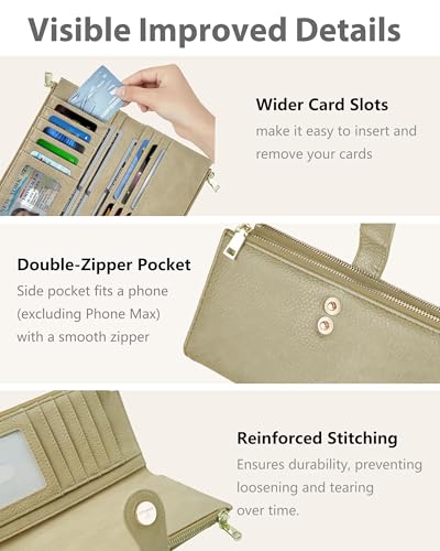 Image of Women's Slim Wallet,Thin RFID Card Holder with Zipper Pocket
