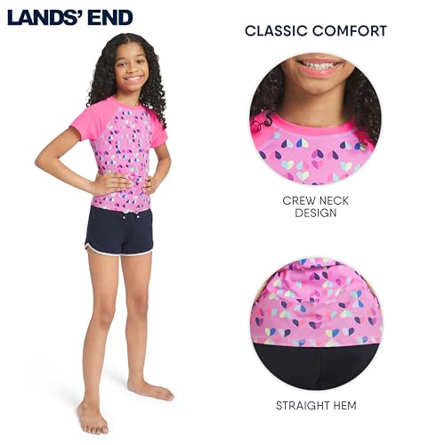 Image of Lands' End Girls' Swim UPF 50+ Short Sleeve Sun Tee Rash Guard Shirt