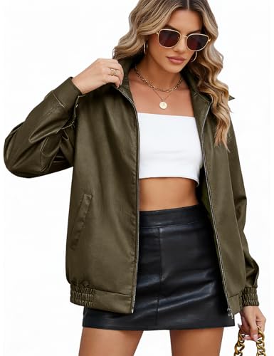 RITOSTA Veste Cuir Femme Blouson Similicuir mi Saison Veste Simili Court Manteau Moto Printemps Automne Bombers Chic Jacket pour Extérieur...