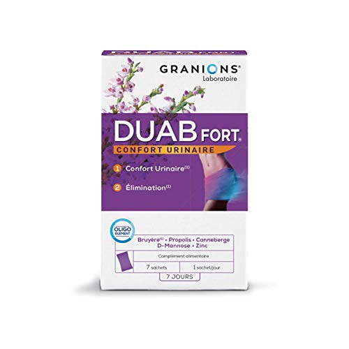 DUAB FORT - 7 sachets = 7 jours - Canneberge, D-Mannose, Propolis, Bruyère, Oligoélément - Inconforts urinaires répétitifs, programme d'attaque - Laboratoire des Granions - Marque française