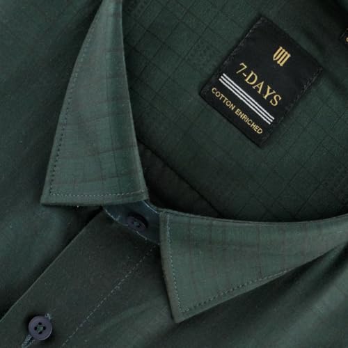 Image of 7-DAYS Premium Men's Formal Shirts - Cotton Rich, Textured Self-Design, Full Sleeve, Regular Fit, Wrinkle Resistant, with Pocket - Perfect for Office