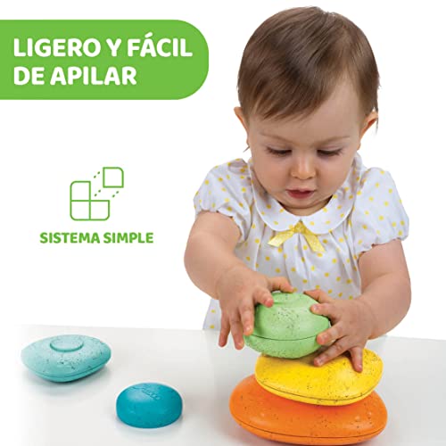Chicco Piedras Apilables ECO+, Juego para Apilar con 5 Piedras, Formas y Tamaños, Plástico Reciclado, Juego de Construcción, Juguetes Educativos para Bebés, Niños, 6 Meses-3 Años