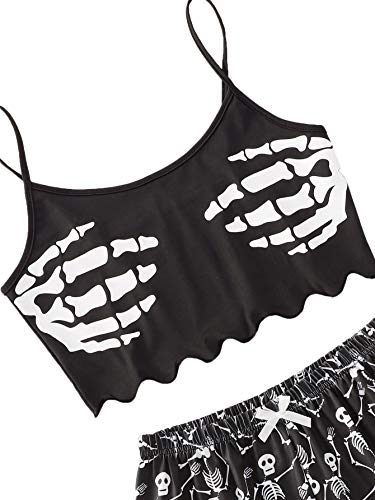 SweatyRocks Women's Summer Cute Printed Cami Top and Shorts Pajamas Set Sleepwear3