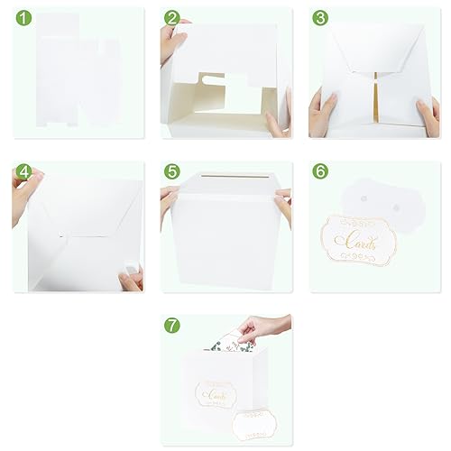 Image of 1 Pack White Card Box for Party, 8.7 inch White Gift Card Box Money Box for Birthday, Wedding, Baby Shower, Retirement, Anniversary, Bridal Shower, Raffle Ticket