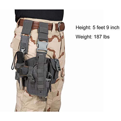 Paladins Drop Leg Holster With Magazine Pouch,Right/Left Handed Tactical Thigh Pistol Gun Holster Leg Harness,Glock 19 Holster (Right-Handed-Gray) #TOP6