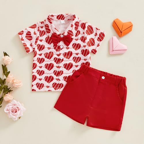 Image of Toddler Boy Summer Outfits Button Down Short Sleeve Floral Shirts & Casual Shorts 1-6 Years Boys Clothes Set
