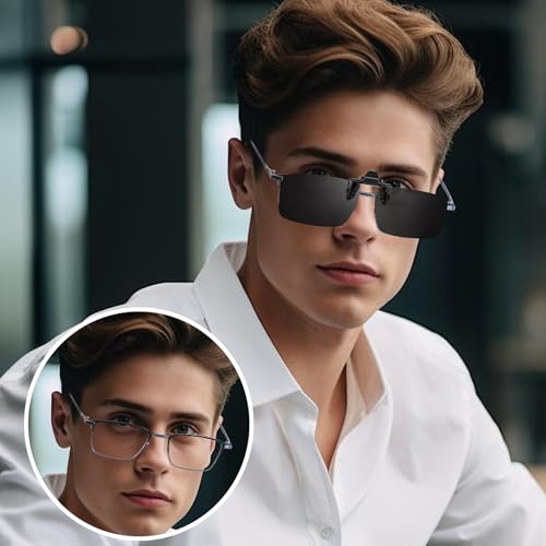 VIEWBETTER® Polarized Clip On Sunglasses Over Prescription Glasses for Men Women Snap On Flip Up UV400 Protection SG8032