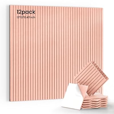 MAGICUBETIC 12 Pack Self-Adhesive Acoustic Wall Panels,12x12 Inch-Pink