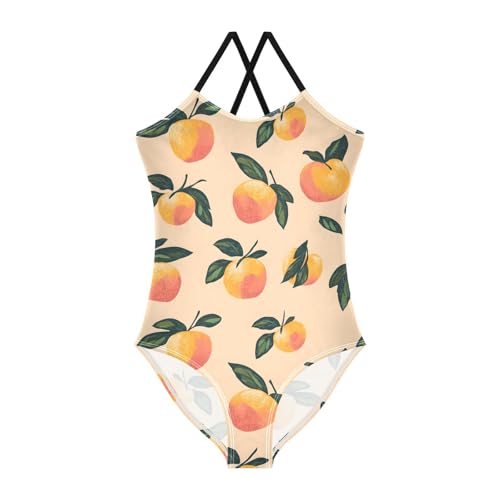 Orange Girls One Piece Swimsuits Quick Dry Beach Swimwear Bathing Suit