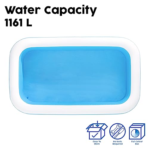 Image of Bestway Inflatable Family Pool, 10' x 6' x 22 inch /3.05m x 1.83m x 56cm, Outdoor Garden Pool, Capacity : 1161L