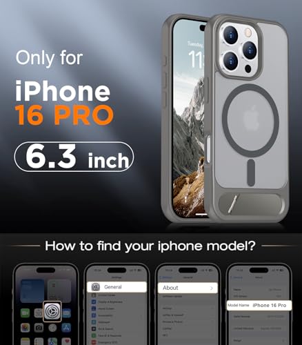 Image of Magnetic Compatible with iPhone 16 Pro Case, [Built-in Invisible Kickstand][Compatible with MagSafe] [Military Grade Shockproof] Slim Translucent Matte Phone Case for iPhone 16 Pro 6.3 inch