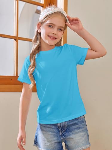 Image of Girls Short Sleeve T Shirts Kids Summer Tops Crewneck Tees 5-14 Years