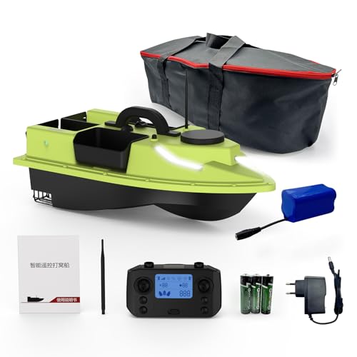 PUDLOR Barca da pesca con telecomando da 300 m, per espellere in fiumi, laghi o acque poco profonde (nero