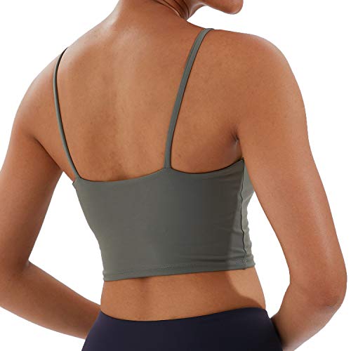 Image of Women's Strappy Stretch Sports Bra Longline Yoga Tank Top Fitness Bra Workout Camisole Crop Tops for Teen Girl