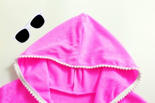 Image of Girls Swim Cover Up Kids Swimsuit Coverup Terry Zip-Up Beach Bathing Suit Wraps with Sunglasses