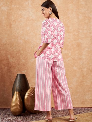 Image of Modeve Women Printed Cotton Night Suit Set with Pyjama /Pallazo Women Lower || Women Pyjama || Lounge Pants II Night Wear