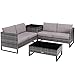 tectake 800959 Conjunto de ratán para jardín, Mueble de Exterior de Poli ratán para terraza, Sofá de ratán sintético con Cojines y Fundas (Gris)