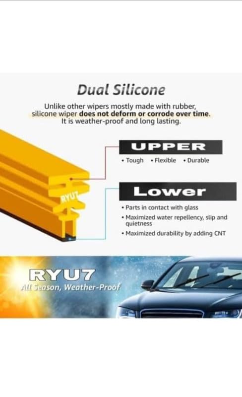 Image of RYU7 Hybrid Wiper Blades Compatible with Land Rover Discovery Sport allroad 2016 onwards(Pack of 2)