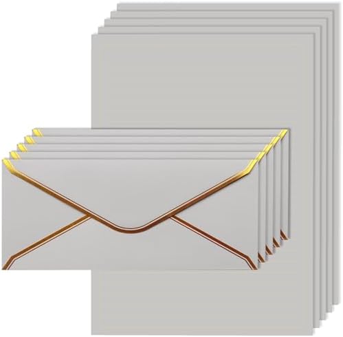 Amazon.com : J6&H6 Gold Thread Stationary Paper and Envelopes Set ...