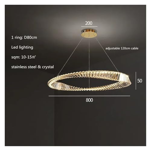 Suspension LED moderne cristal K9 lustre dore variable pour sejour