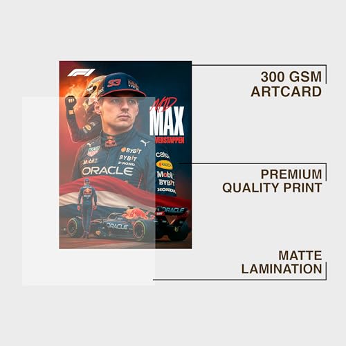 Image of CodersParadise F1 Max Racing Champion-Inspired Poster Frame | Premium A4 Framed Wall Art for Bedroom, Office & Gaming Setup | High-Octane Motorsport Tribute Decor for Formula Fans