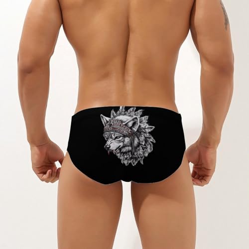 India Native Wolf Men's Swimsuit Bikini Briefs Swim Underwear Stretchy Swimwear3